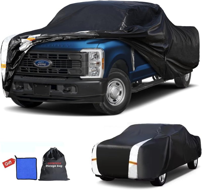 Cotryvox Ford F250 Truck Cover Custom Fit 2001-2026 Crew Cab Short Bed(6.8') with Door Zipper, 10 Layers Outdoor Heavy Pickup Truck Cover Waterproof All Weather, Wind Dust Sun Protector. - Image 1